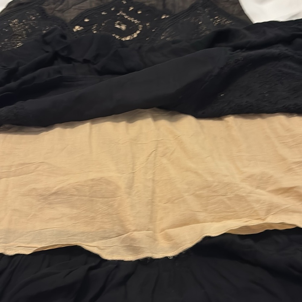 Free People Angel lace black babydoll dress SZ SM lined dark whimsy fairy boho - Picture 11 of 16